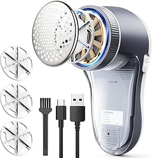 POPCHOSE Fabric Shaver, Lint Shaver with 6-Leaf Blade, Rechargeable | Lint Remover with Type-C Fast Charing Port, Sweater Defuzzer, Clothes Shaver for Couch, Furniture, Blanket, Remove Pilling