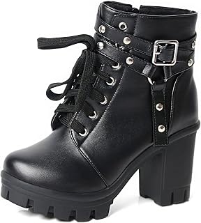 MEOTINA Goth Chunky Platform Boots per le donne tacco alto nero caviglia stivaletti rivetti punk stivali da combattimento scarpe