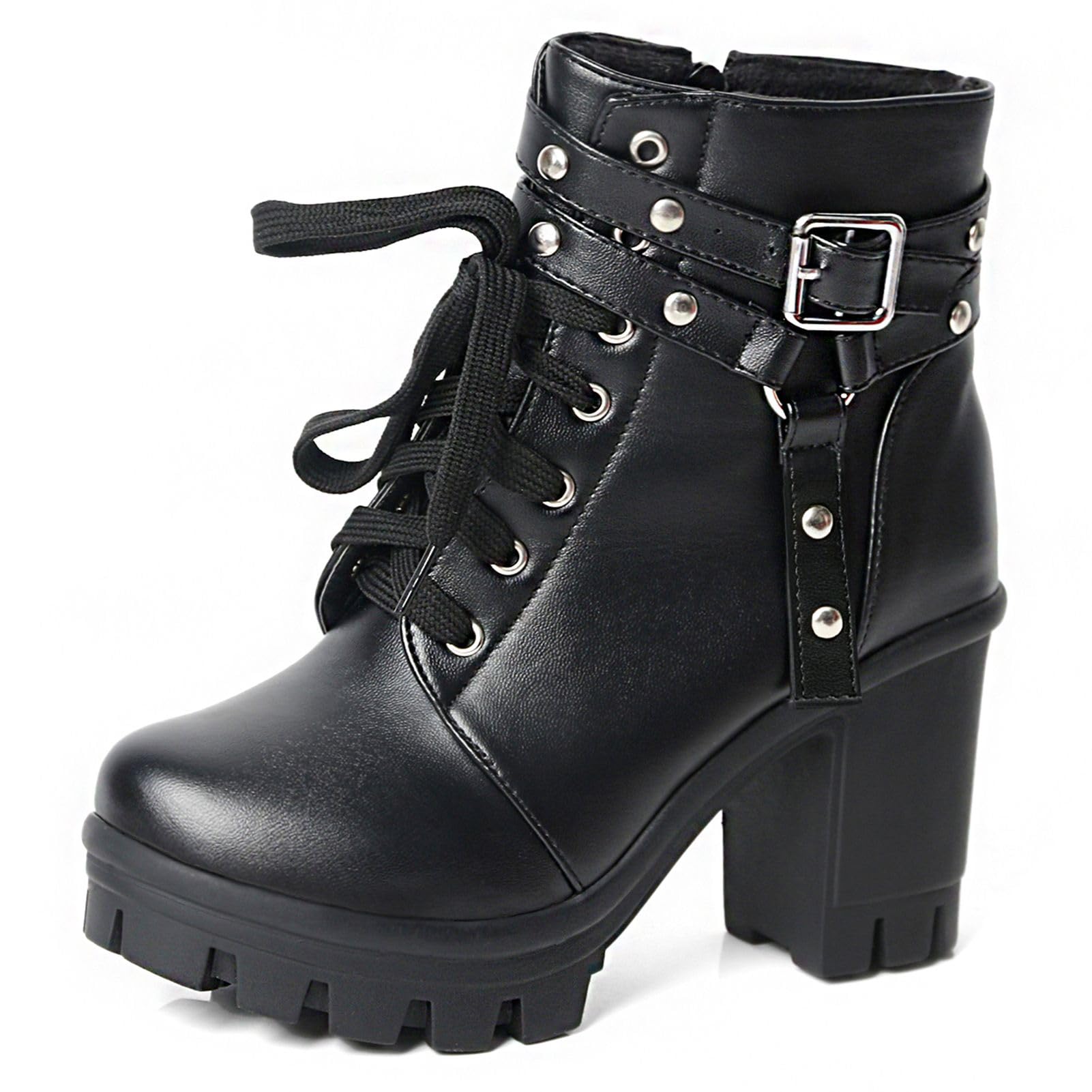 MEOTINA Goth Chunky Platform Boots per le donne tacco alto nero caviglia stivale