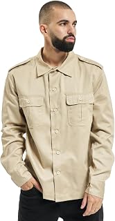 Brandit Individual WEAR Men's Rugged Cotton Breathable Casual Button Down Long Sleeve Shirt with Raw Edges & Shoulder Boards