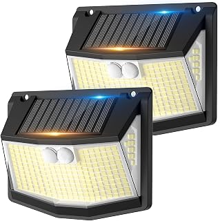 Solar Security Lights Outdoor Garden - 248 LED Solar Motion Sensor Light | 3 Modes and 270° Wide Angle lighting Outside Solor Powered Wall Lights for Garden Fence Garage Yard 2 Pack IP65 Waterproof