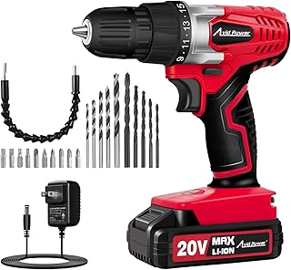 AVID POWER 20V Cordless Electric Power Drill Driver Set 3/8“ for Home DIY | Rechargeable Battery, Charger, 22 Accessories, Variable Speed, Drill Bit, Flexible Shaft, for Furniture Assembly Home Repair