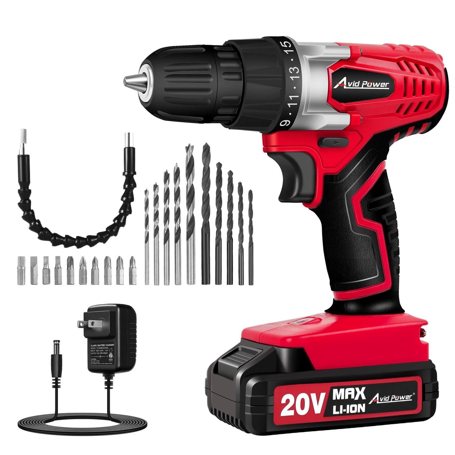 AVID POWER 20V Cordless Electric Power Drill Driver Set 3/8“ for Home DIY | Rech