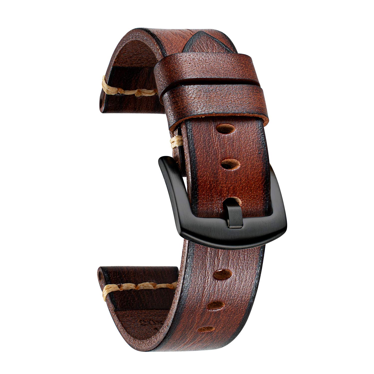 BINLUN Tanned Gradient Leather Watch Strap for Men Women Replacement Watch Strap