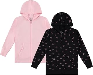 Pink Angel Little & Big Girls Zip Up Hoodie, Kids Full Zipper Hooded Fashion Sweatshirt