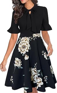 Women Summer Floral Ruffle Sleeve Wear to Work Church Wedding Guest Party Dresses