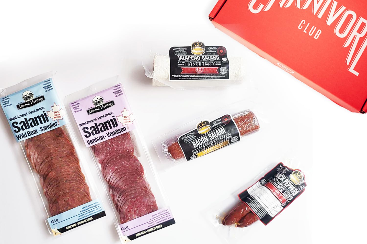 Carnivore Club Gift Box (Gourmet Food Gift) 5 Cured Meats Sampler Food Basket - 