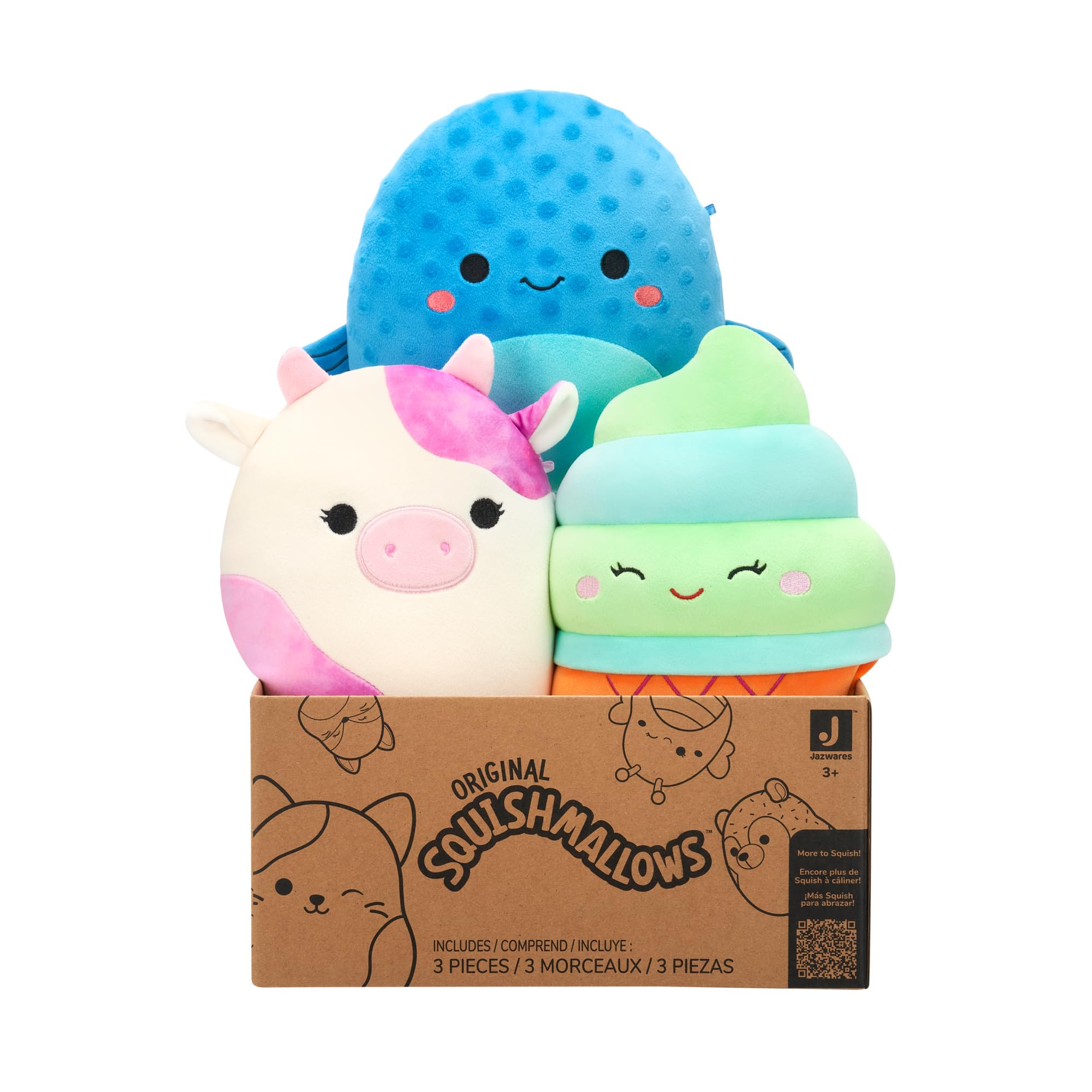 Squishmallows Original Mystery 3-Pack (8-Inch) – Official Jazwares Plush (Medium
