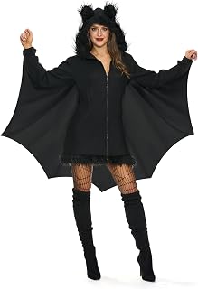 Spooktacular Creations Woman’s Black Bat Zip Hoodie Halloween Costumes for Adults