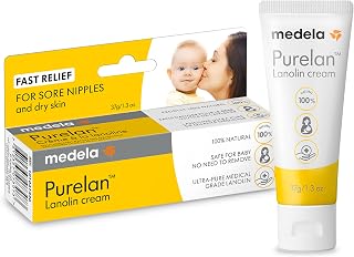 Medela Purelan Lanolin Nipple Cream, Fast Relief for Sore Nipples & Dry Skin During Breastfeeding, Safe for Breastfeeding Baby, Natural, Hypoallergenic, Fragrance-Free, 37g