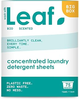 Wash With Leaf Bio Laundry Detergent Sheets - Travel Size, 75 Washes