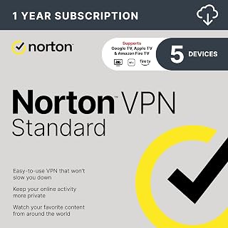 Norton VPN Standard, up to 5 Devices, Fast & Private [Download] | Keep Online Activity Private with a Fast, Reliable VPN Connection