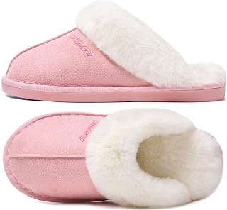 Donpapa Men's Winter Plush Slippers in Suede Effect