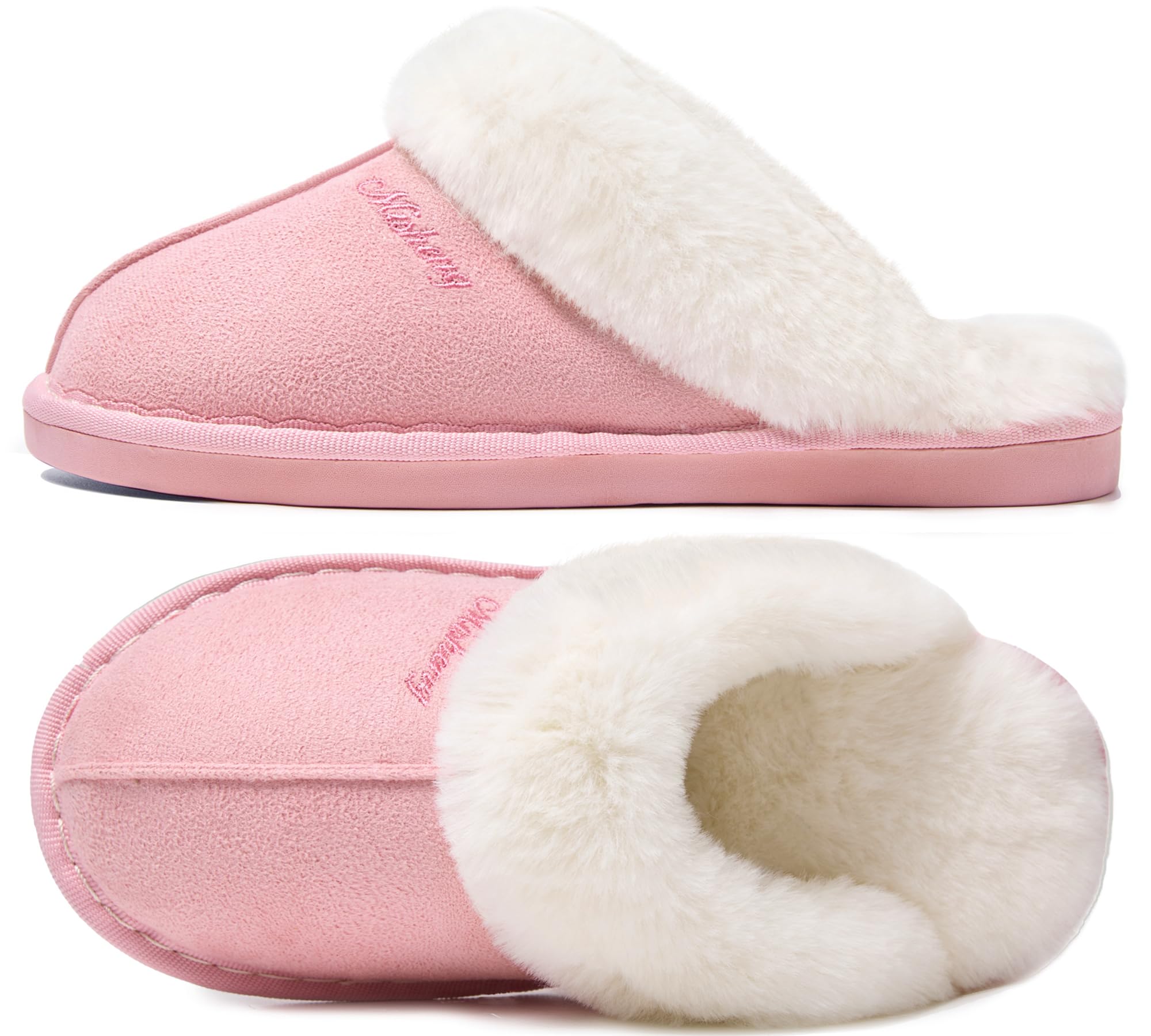 Donpapa Men's Winter Plush Slippers in Suede Effect