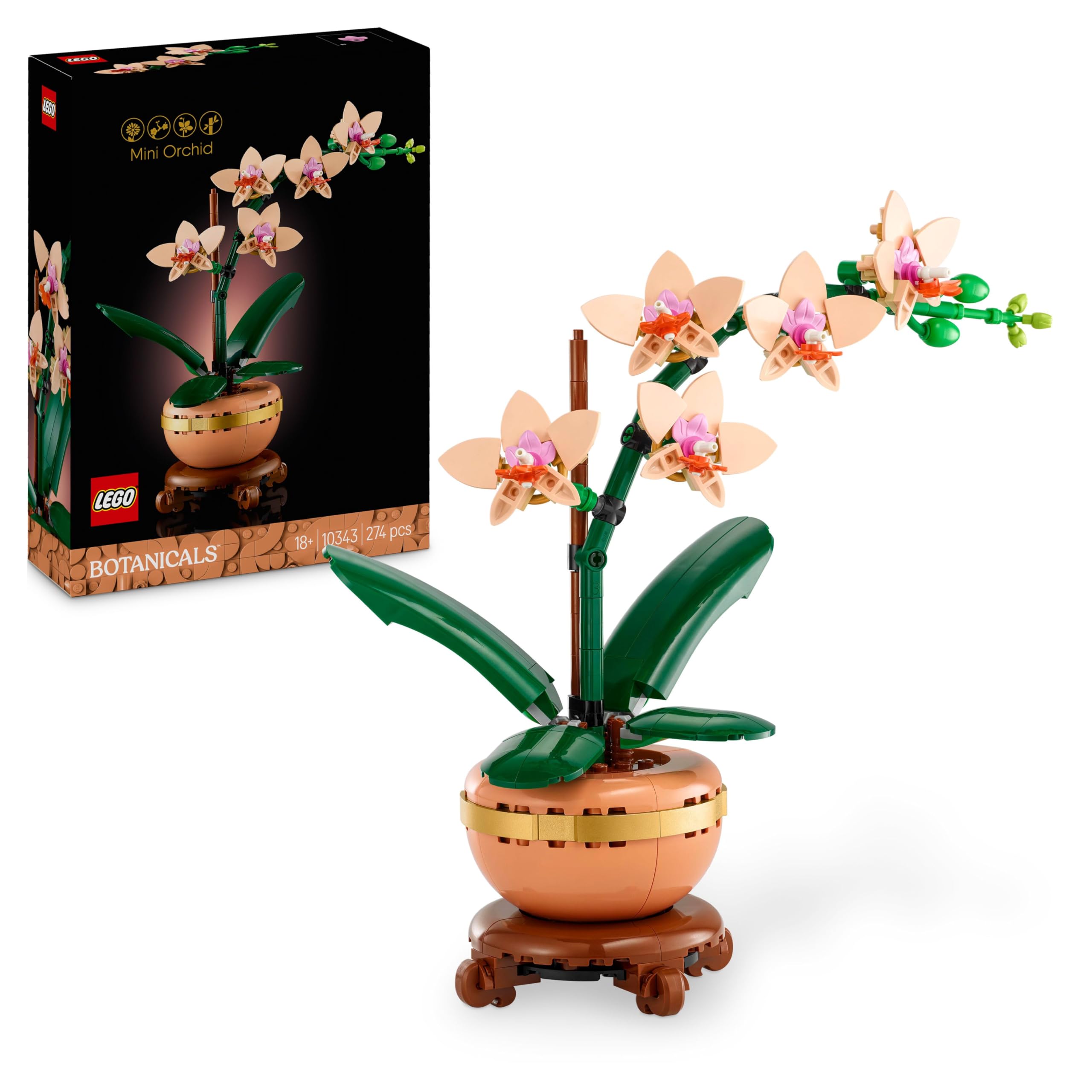 LEGO Botanicals Mini Orchid 10343 | 274 Pcs Artificial Flower Pot Artificial Flo