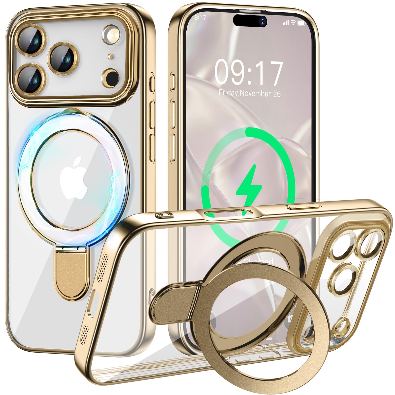 Magnetic for iPhone 17 Pro Max Case with Invisible Stand[Compatible with MagSafe