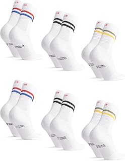 DANISH ENDURANCE Tennis Crew Socks, Cotton Sports Socks, 3 & 6-pack