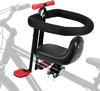 FRTUI Child Seat for Bike, for 2-5 Years, Compatible with All Adult MTB | Front-Mounted Child Bike Seat, Fully Enclosed Guardrail, Height Adjustable, Foot Pedals, Toddler Bike Seat for Adult Bicycles