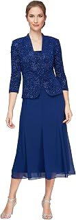 Alex Evenings Plus Size Tea Length Open Front Jacket Dress for Special Occasions Women
