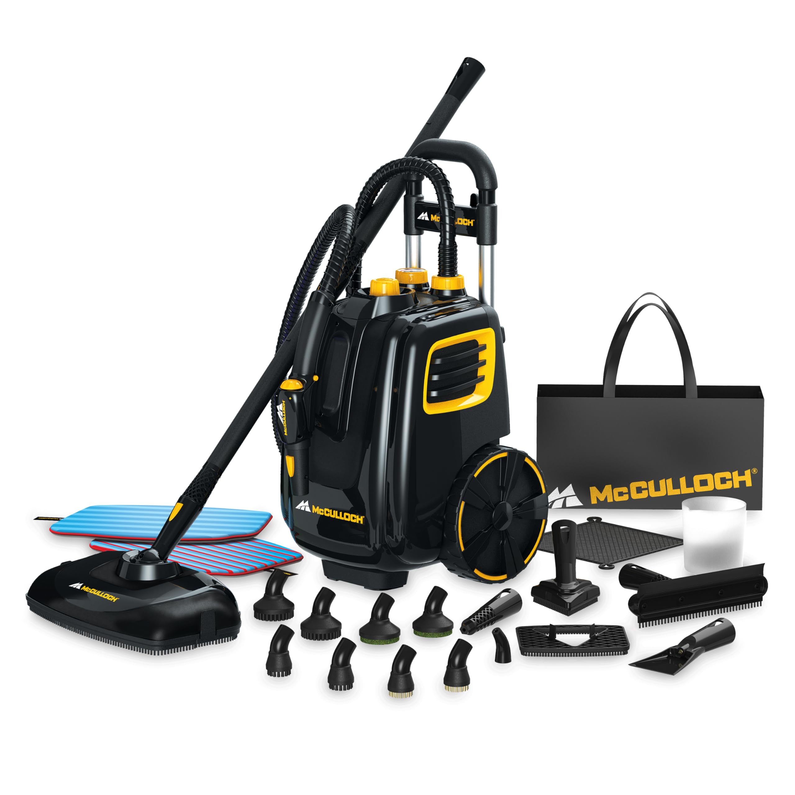 McCulloch MC1385 Canister Steam Cleaner, For Grout and Tile, 23 Accessories | Mo