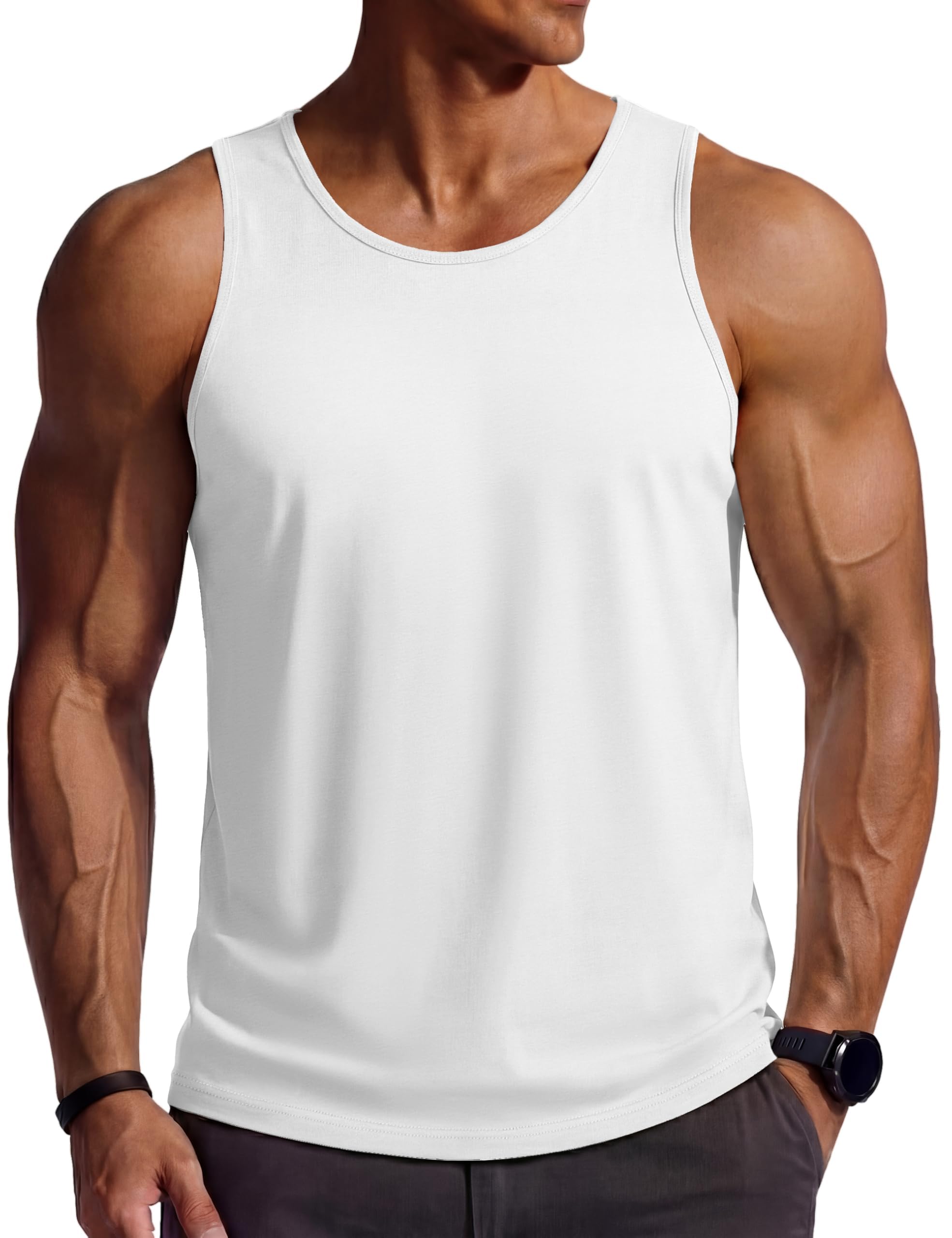 TACVASEN Men's Sports Cotton Sleeveless Fitness Training Breathable Tank Top Bod