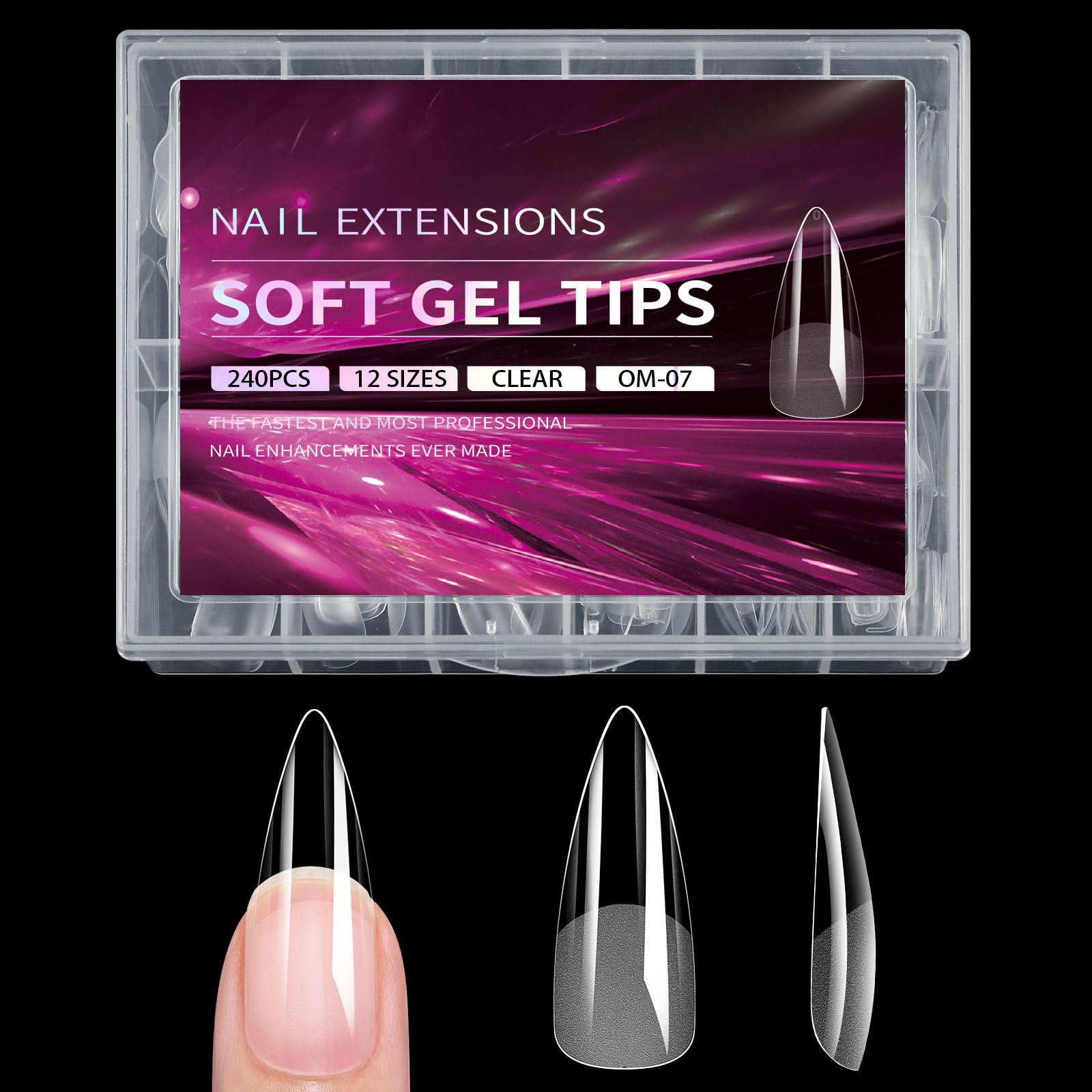 240pcs Fake Nail Tips - Clear Short Square Fake Nails - Half Matte Glue On Nail 