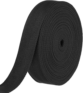 HARFINGTON Cotton Webbing 1.5"x15.3yd Polyester Weave Webbing Strap Ribbon | Black Twill Tape Ribbons for Arts and Crafts, Webbing Tote Bag Handles Cloth Belt Making Outdoor Supplies