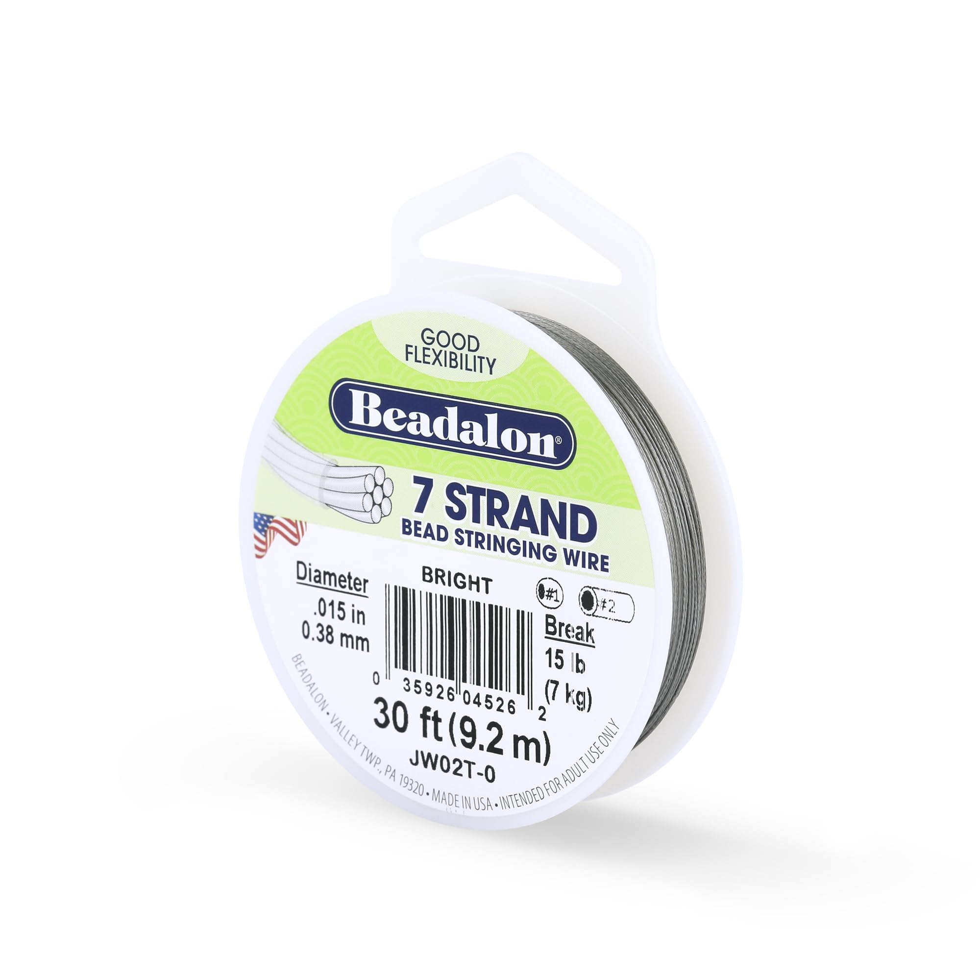 Beadalon 7-Strand Stainless Steel Beading Wire, .015 in / 0.38 mm - Bright | Nyl