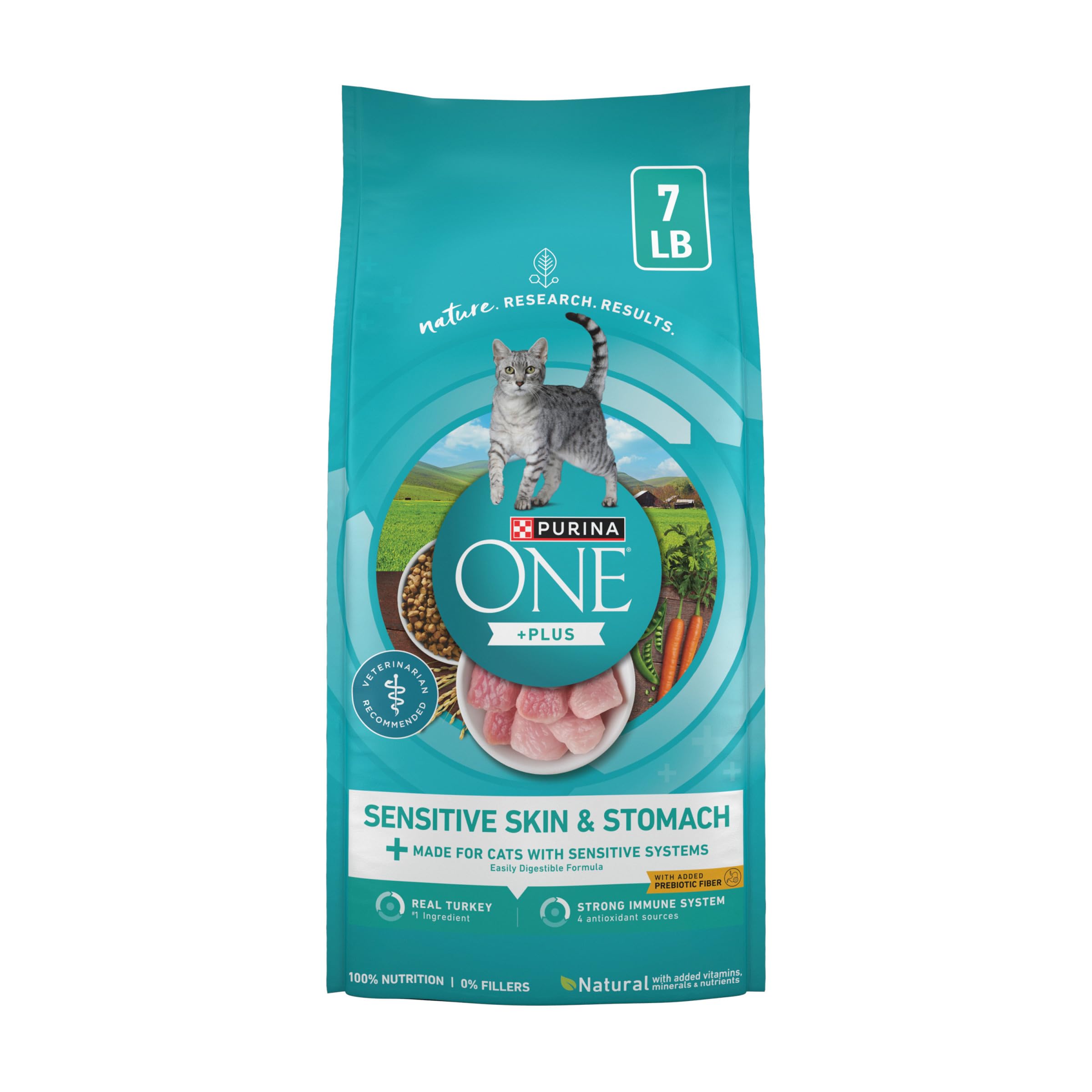 Purina ONE +Plus Sensitive Stomach Sensitive Skin, Natural Dry Cat Food | Easily