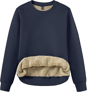 TACVASEN Pullover Women's Sweatshirt Cotton Long Sleeve Crew Neck Without Hood Winter Basic Fleece Jumper Warm Casual Top Elegant Tops Blouse