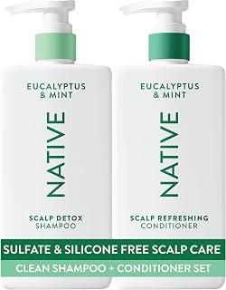 Native Scalp Detox Shampoo and Conditioner, Eucalyptus &amp; Mint, Naturally Derived Ingredients | All Hair Types, Color &amp; Treated, Fine to Dry Damaged, Sulfate &amp; Dye Free - 2-Pack
