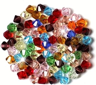 150pcs 4mm Diamond Shape Glass Beads Faceted Loose Beads Multicolor for Jewelry Making Crafts Beading Supplies Colorful
