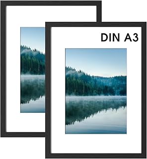 Pack of 2 A3 Picture Frames Black Wooden Frame 30 x 42 cm Standing and Wall Mounting Capabilities Poster Frame for Photos, Pictures, Posters