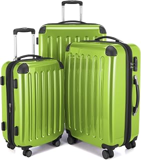 Hauptstadtkoffer - Alex - Set of 3 suitcases, Travel suitcases, Trolley, Rigid Luggage, Travel Set, TSA, 4 Double Wheels (S, M & L), Applegreen