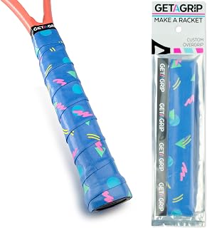 GET A GRIP - Custom Tennis Racket Grip Tape - Anti-Slip/Quick-Drying Tennis Overgrips - Precut Badminton Racket Grip with Finishing Tape - Squash Racket Grip Tapes