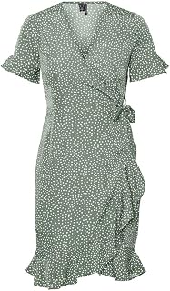 VERO MODA Vmhenna Vestido Cruzado con Volantes 2/4 Wvn Noos Vestido Mujer