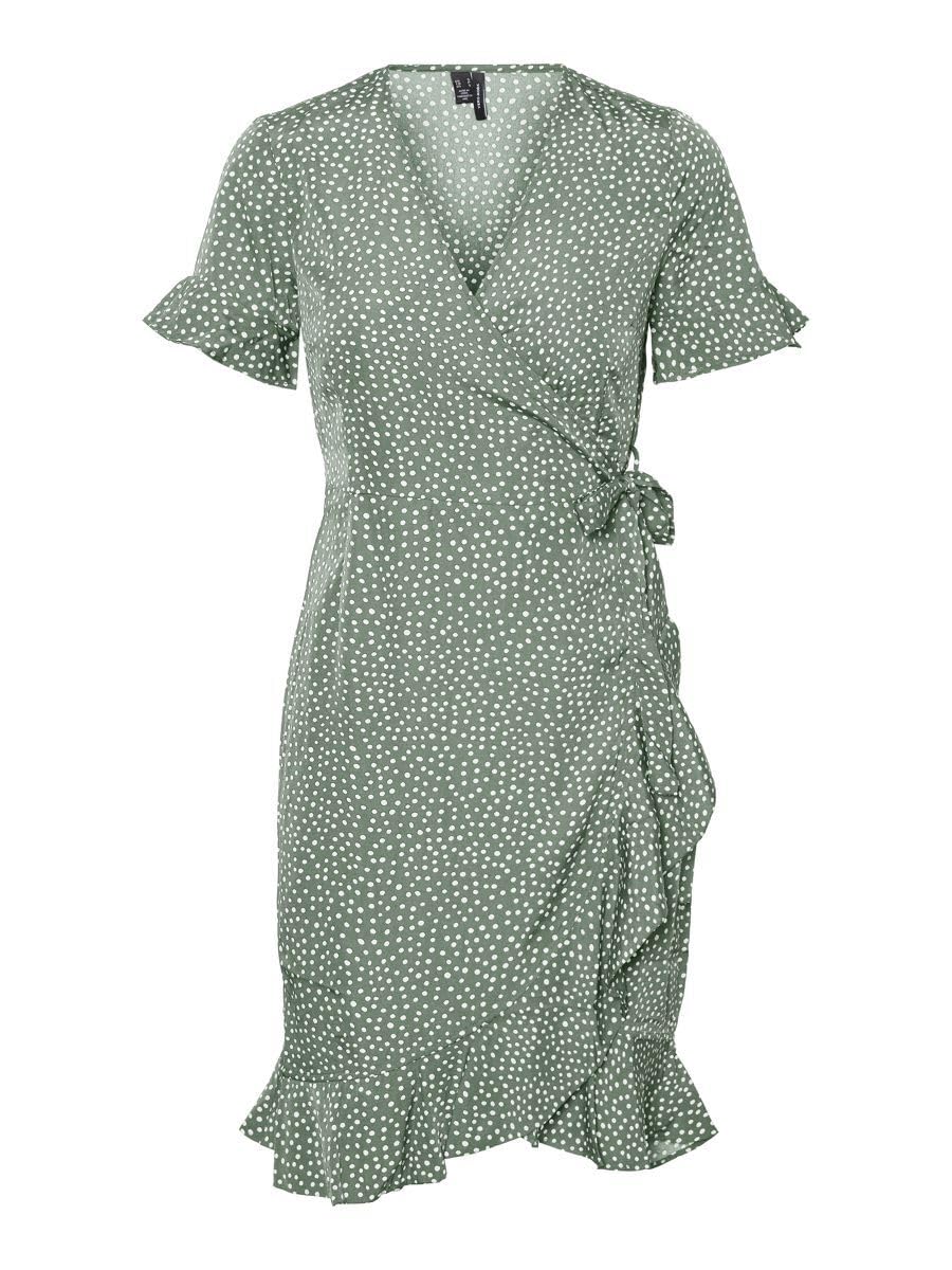 VERO MODA Vmhenna Vestido Cruzado con Volantes 2/4 Wvn Noos Vestido Mujer