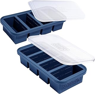 Souper Cubes 1 Cup Silicone Molds for Food with Lids, Blueberry, 2-Pack | 100% Platinum-Cured Silicone Freezer Mold, Oven and Microwave Safe, Perfect for Freezing Soup, Rice, Protein, Grains and More