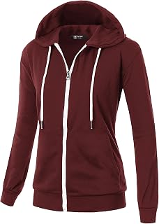 GIVON Women's Soft Cotton Blend Fabric Basic Full Zip Up Hoodie