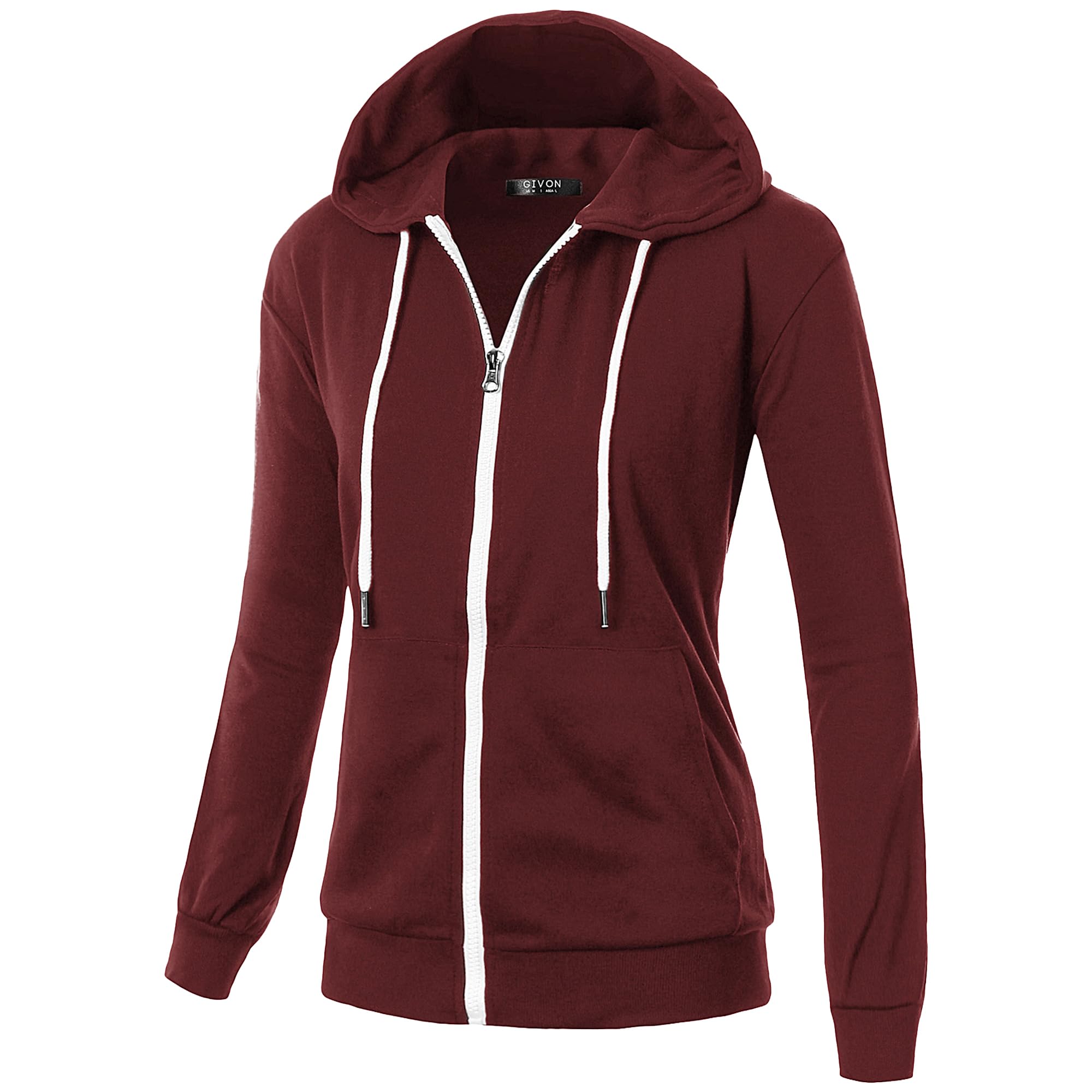 GIVON Women's Soft Cotton Blend Fabric Basic Full Zip Up Hoodie
