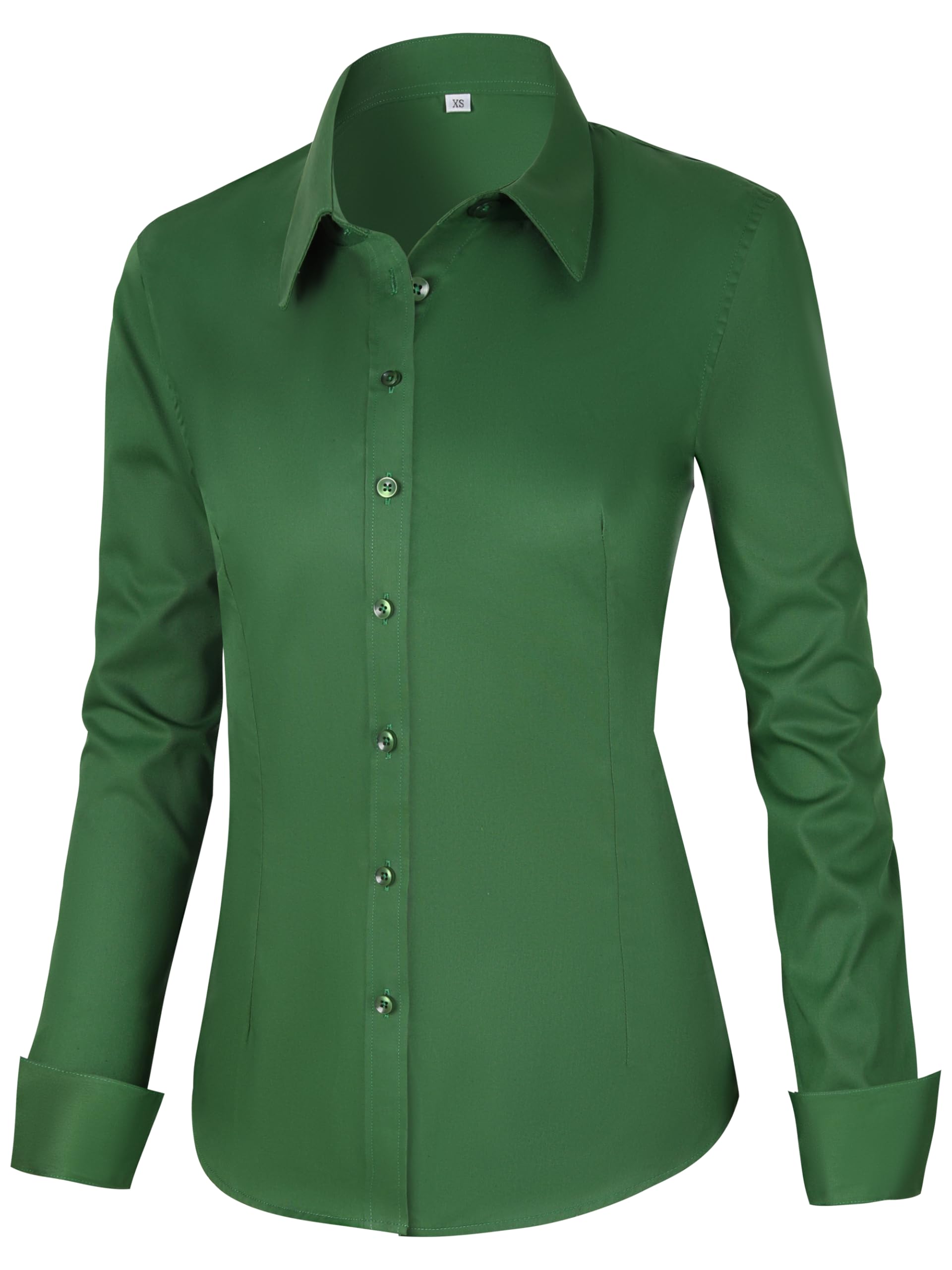 CUNLIN Women's Cotton Button Down Shirt Long Sleeve Formal Dress Work Blouse