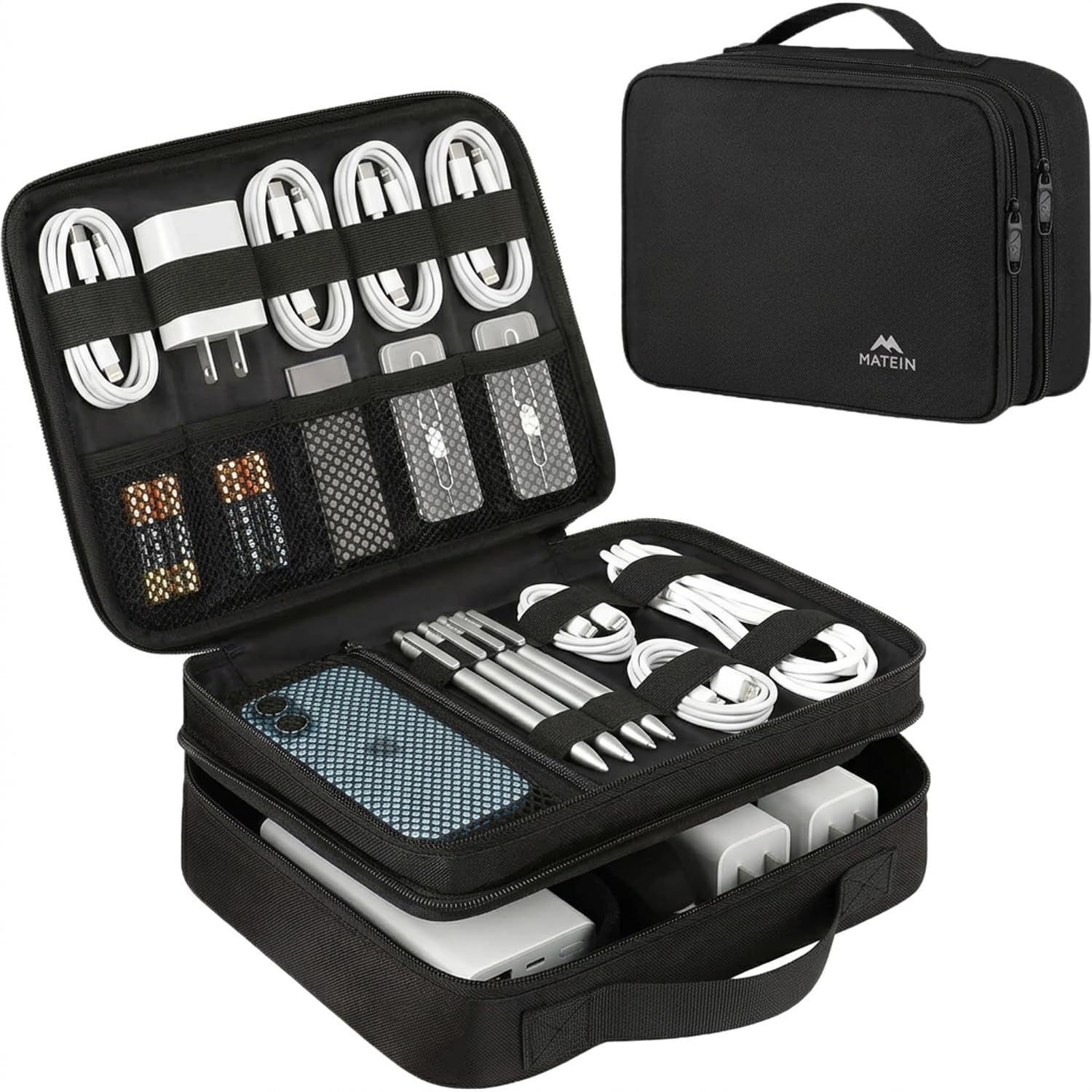 MATEIN Electronics Organizer Travel Case, Cable Organizer Bag, Black | Water Res