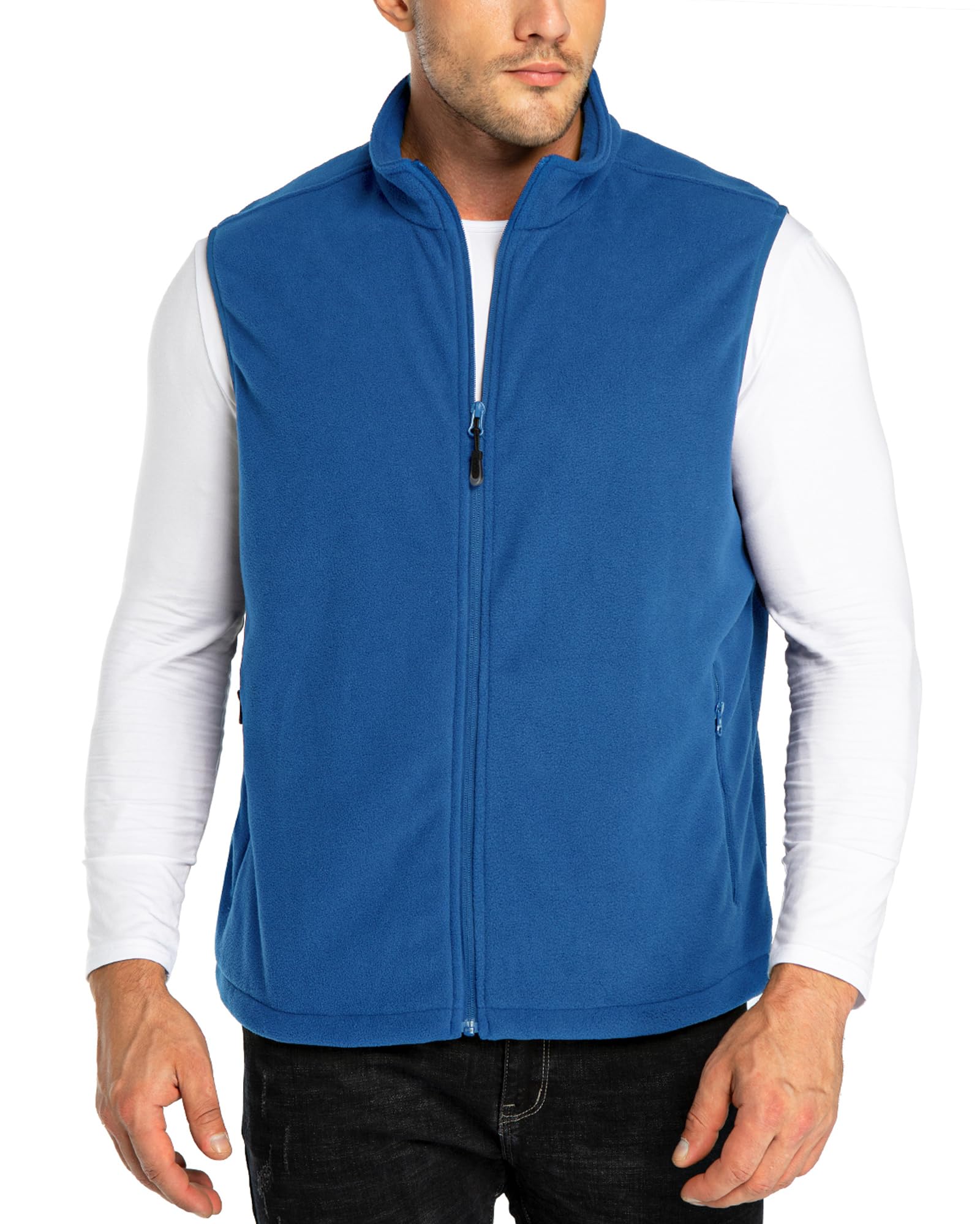 33,000ft Men's Fleece Jacket Stand Collar Outdoor Ultralight Full Zip Vests