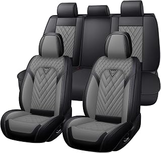 Car Seat Covers Full Set for Toyota Tacoma 2000-2026, Anti-Slip Full Coverage Car Seat Covers, Waterproof Nappa Leather Car Seat Cover Sets(5 Seats/Black Gray)
