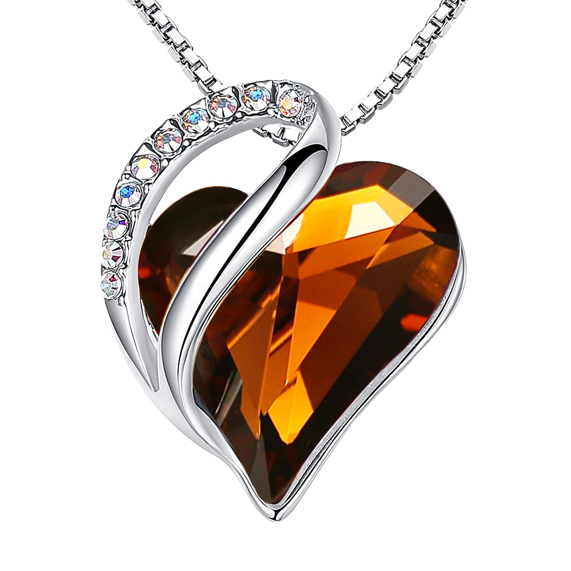 Leafael Gift Necklaces for Women, Infinity Love Birthstone Heart Crystal Pendant