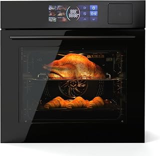 24" Single Wall Oven, 2.5 Cu.ft. Built-in Electric Wall Oven with 8 Cooking Functions, 360° ROTATING ROTISSERIE, Touch Control, Timer, Color Screen, Stainless Steel Wall Oven for Kitchen