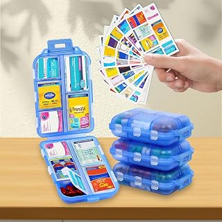 4 Travel Pill Box 10 Compartments Portable Folding Pill Storage Box with Labels Small Daily Pill Container Medicine Storage Box Easy to Carry and Store