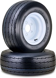 WANDA Trailer Tire Wheel 20.5x8-10 10PR E 95L w 5 Lugs on 4.5 White Rim Pk2 | 5x4.5 Rim Assembly Highway Boat Motorcyle Trailer
