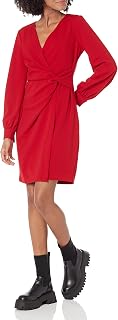 DKNY Side Knot V-Neck Long Flutter Sleeve Sheath Dress for Women