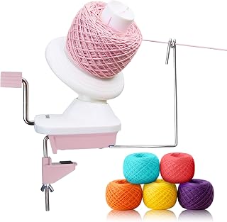 Olikraft Manual Yarn Ball Winder (Coral Pink) | Yarn spinner for crocheting and knitting, transforms hanks into neat, tangle-free yarn cakes